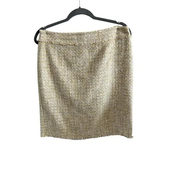 Ann Taylor‎ LOFT Womens Tweed Knee Length Straight Skirt Yellow Size 10 - Picture 1 of 2